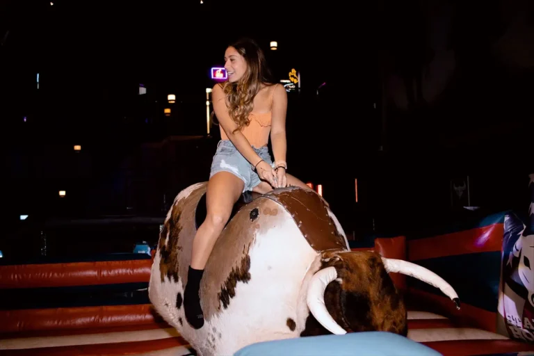Saddle up and join the fun at Stampede Houston's mechanical bull! #NightclubFun #HoustonNightlife #StampedeHouston